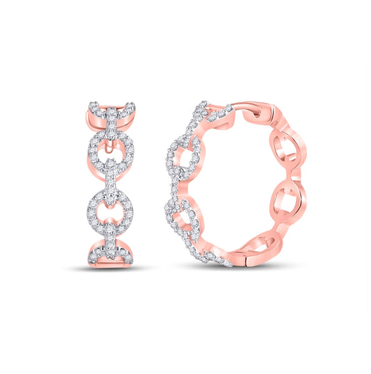10kt Rose Gold 1/3ct Diamond Cn Fashion High Hoops Earring