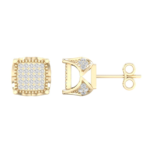10kt Yellow Gold 1/5 Ctw Diamond Cn Micro Pave Square Earring