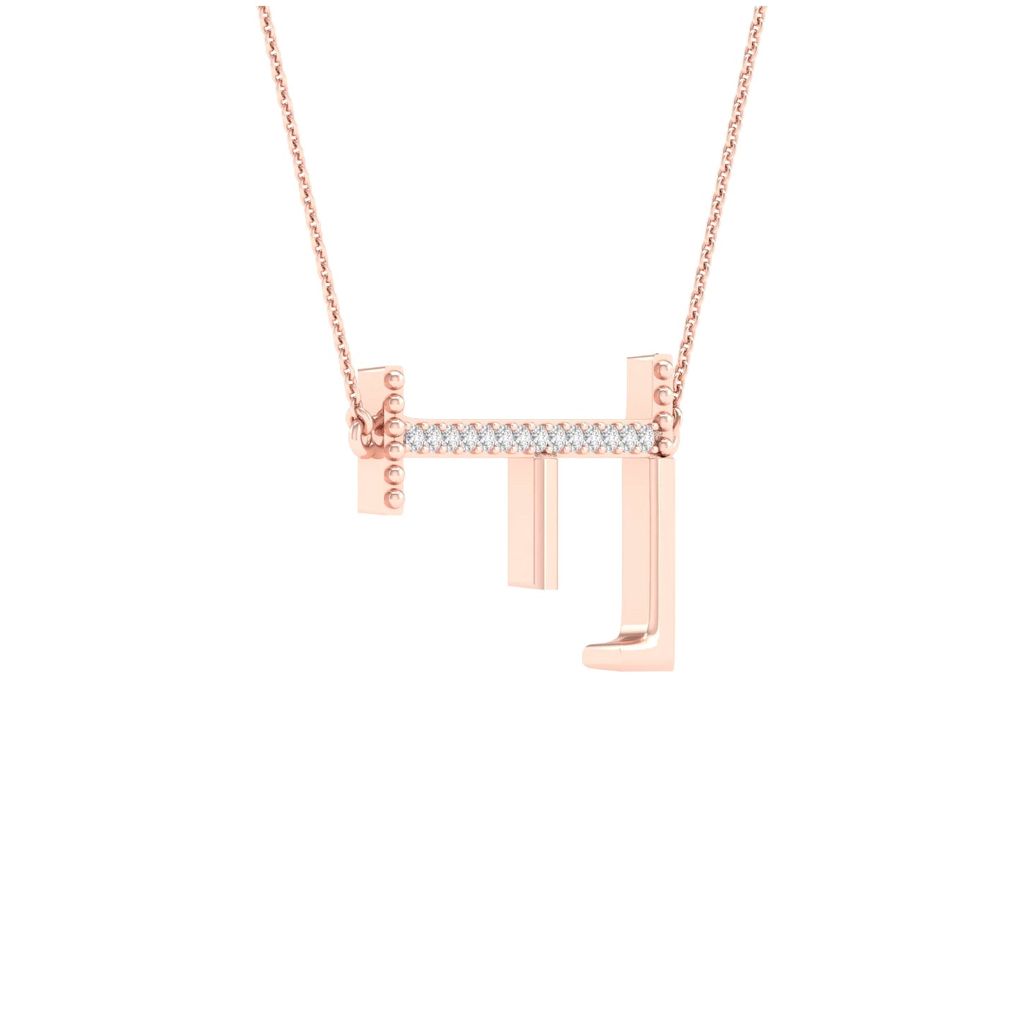 10kt Rose Gold 1/20ctw Diamond P1p2 Ladies Initial "f" Necklace