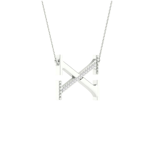 10kt White Gold 1/20ctw Diamond P1p2 Ladies Initial "x" Necklace