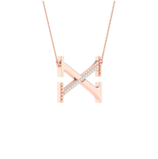 10kt Rose Gold 1/20ctw Diamond P1p2 Ladies Initial "x" Necklace