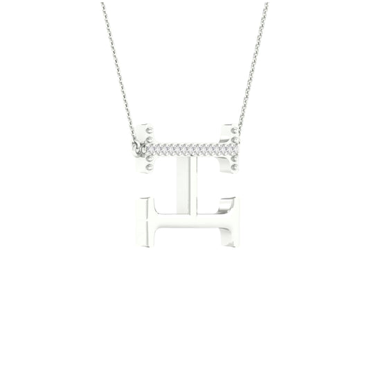 10kt White Gold 1/20ctw Diamond P1p2 Ladies Initial "h" Necklace