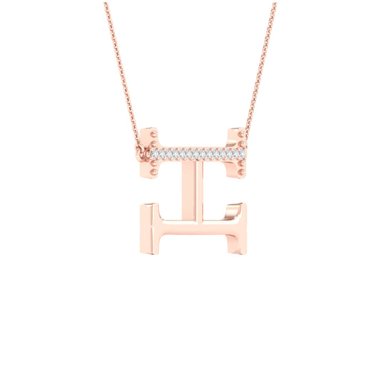 10kt Rose Gold 1/20ctw Diamond P1p2 Ladies Initial "h" Necklace