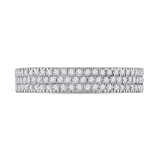 10K White Gold Womens Round Diamond Pave Band Ring 1/2ctw, Womens Size: 5-10