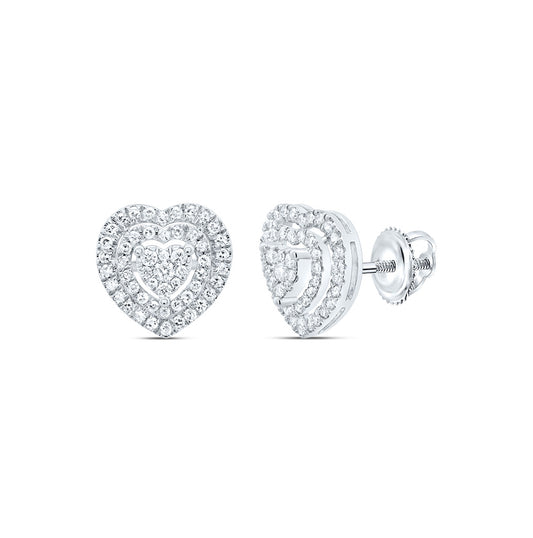 10kt White Gold 1/3ct Diamond Cn Heart Stud Earring