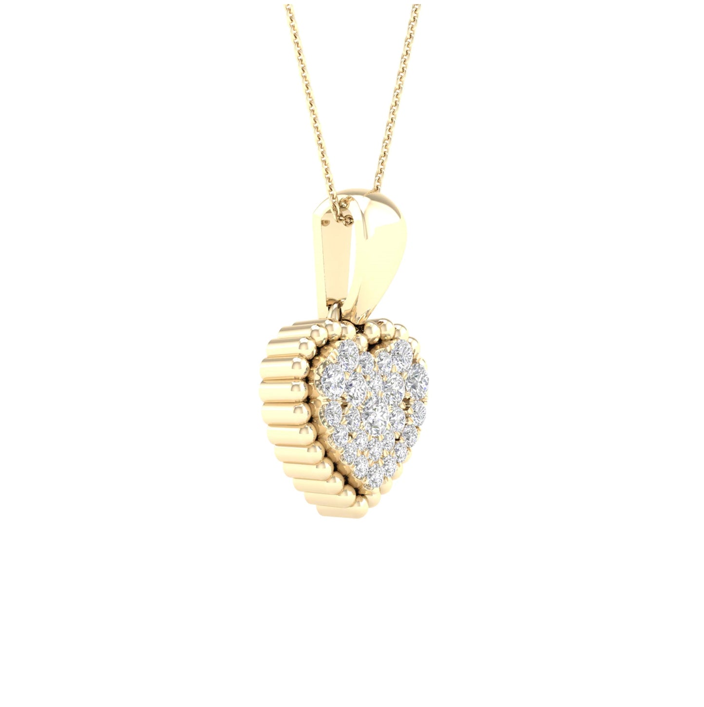10K Yellow Gold Womens Round Diamond Heart Pendant 1/8 Cttw, Length: 0.58 In, Width: 0.37 In