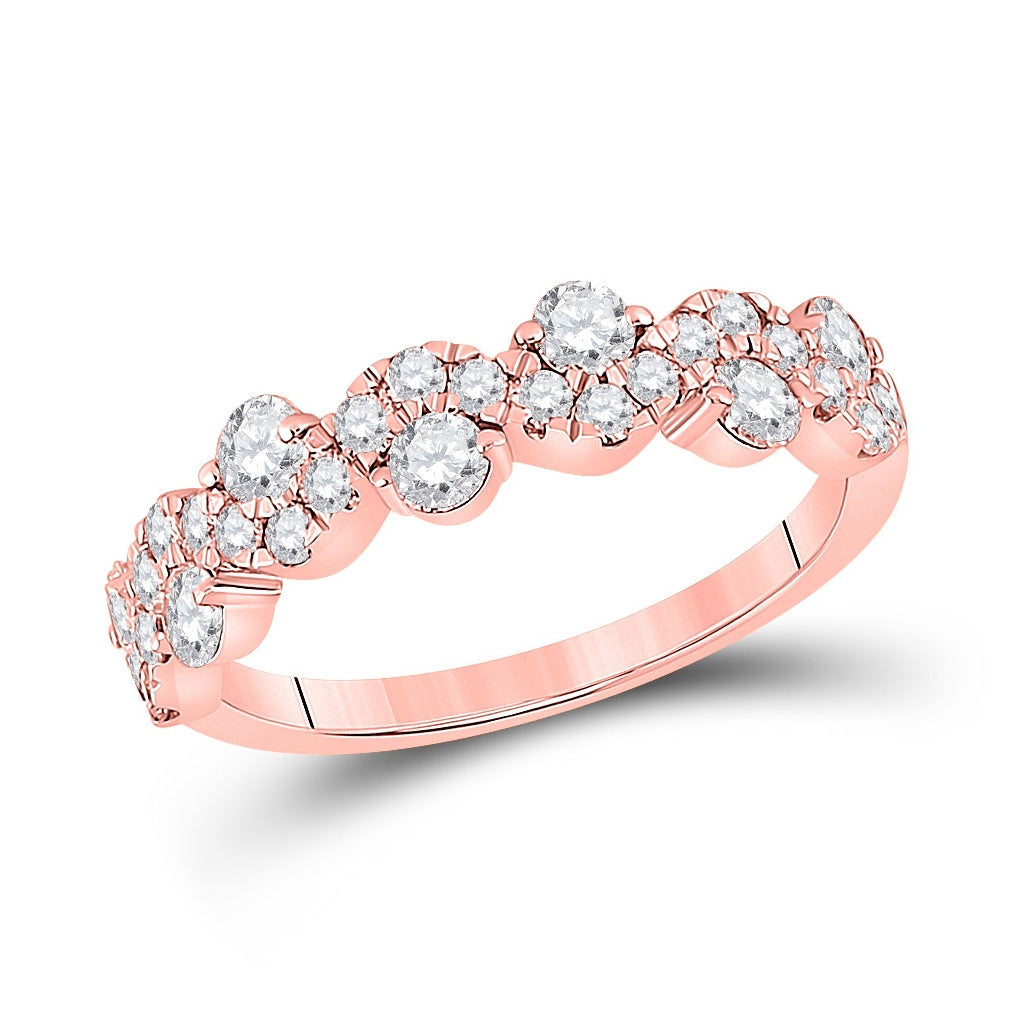 14kt Rose Gold 1 Ct Diamond Cn Fashion High Ladies Wedding Band