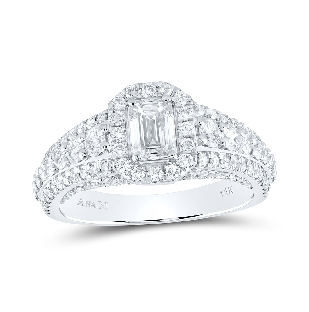 14kt White Gold 1 3/4ctw Diamond Ana M 1/2ct-ceme Single Halo Bridal Ring