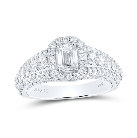 14kt White Gold 1 3/4ctw Diamond Ana M 1/2ct-ceme Single Halo Bridal Ring