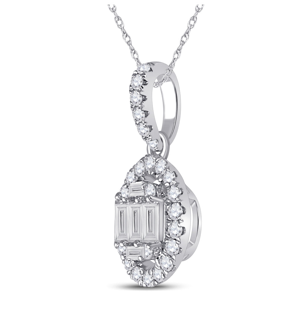 14kt White Gold 1/3ct Diamond Ana M Diana Oval Pendant