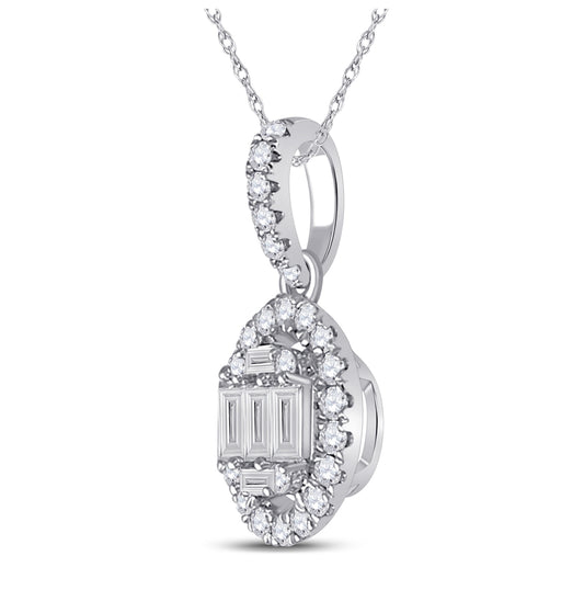 14kt White Gold 1/3ct Diamond Ana M Diana Oval Pendant