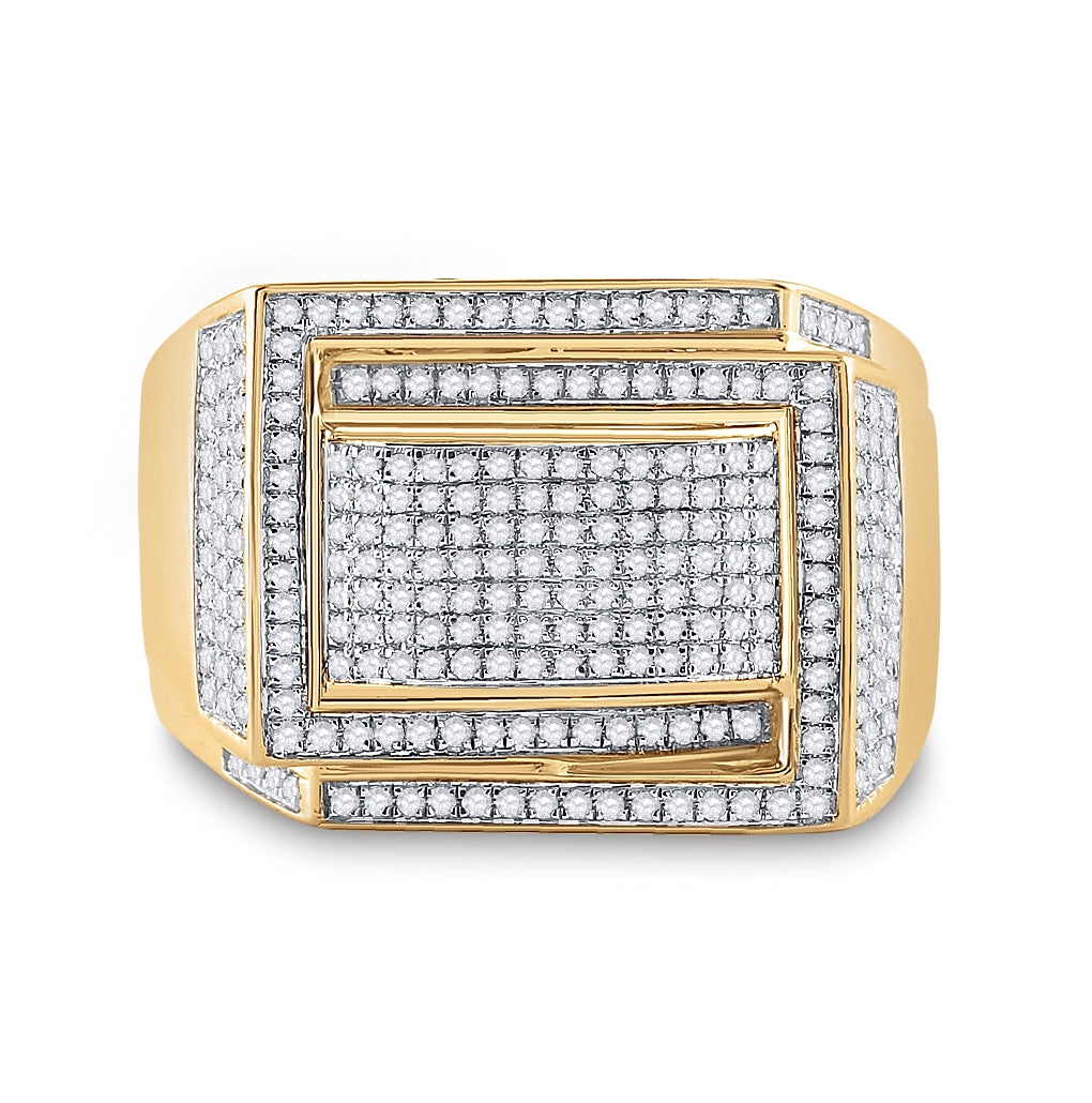 10K Yellow Gold Mens Round Diamond Domed Fashion Ring 3/4 Cttw, Mens Size: 7-13