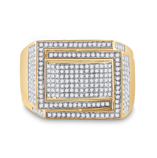 10K Yellow Gold Mens Round Diamond Domed Fashion Ring 3/4 Cttw, Mens Size: 7-13
