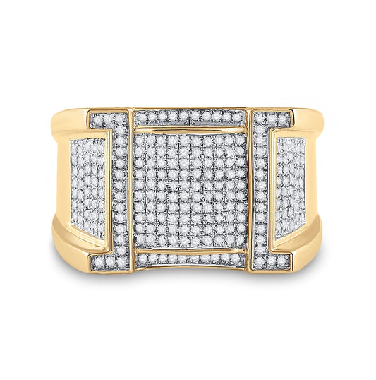 10K Yellow Gold Mens Round Diamond Band Ring 5/8 Cttw, Mens Size: 7-13