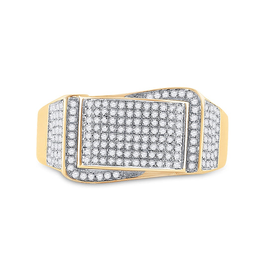 10K Yellow Gold Mens Round Diamond Fashion Ring 1/2 Cttw, Mens Size: 7-13