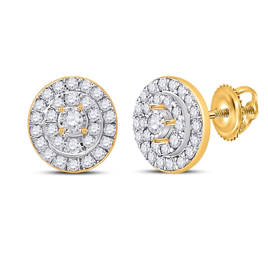 10K Yellow Or White Or Rose Gold Womens Round Diamond Oval Earrings