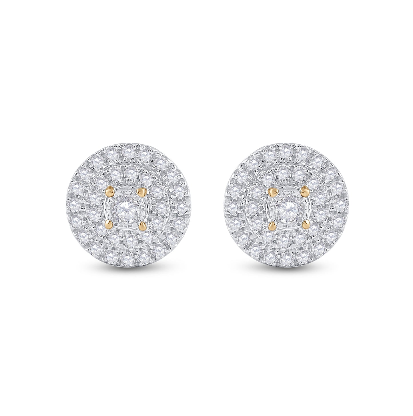 10K Yellow Gold Womens Round Diamond Circle Earrings 1/4 Cttw