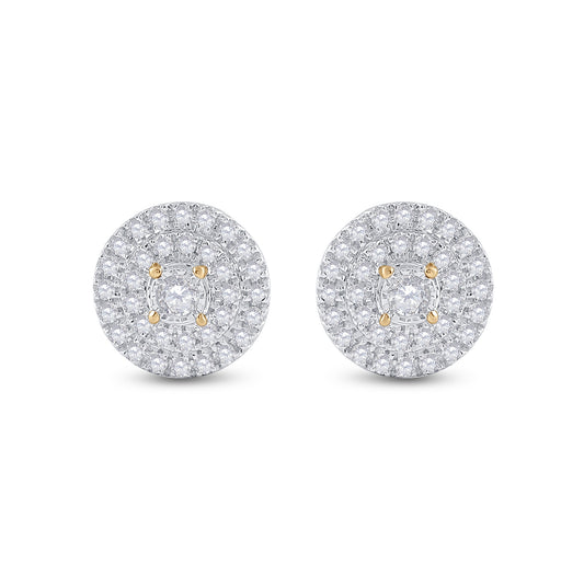 10K Yellow Gold Womens Round Diamond Circle Earrings 1/4 Cttw