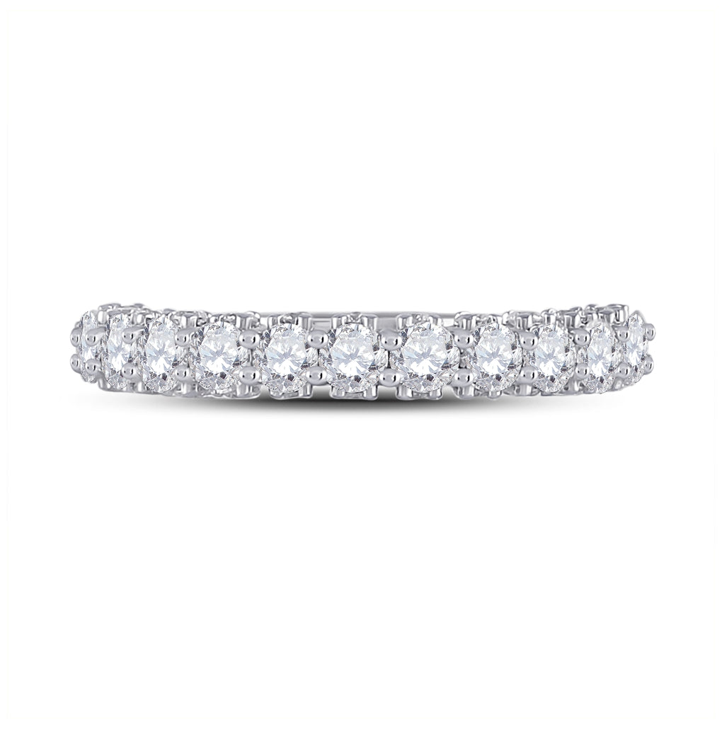 14K White Gold Womens Round Diamond Single Row Band Ring 1-5/8 Cttw, Womens Size: 5-10