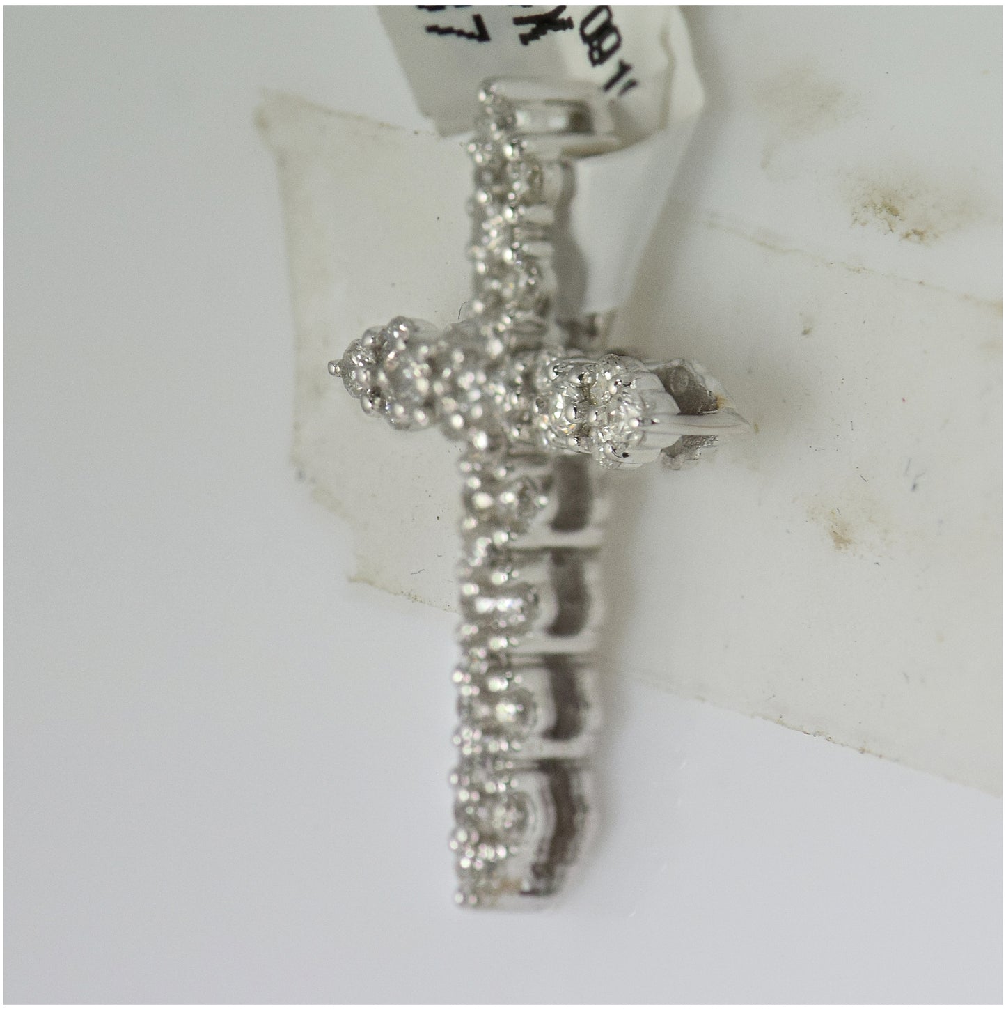 14K White Gold Womens Round Diamond Cross Pendant 1/2ctw
