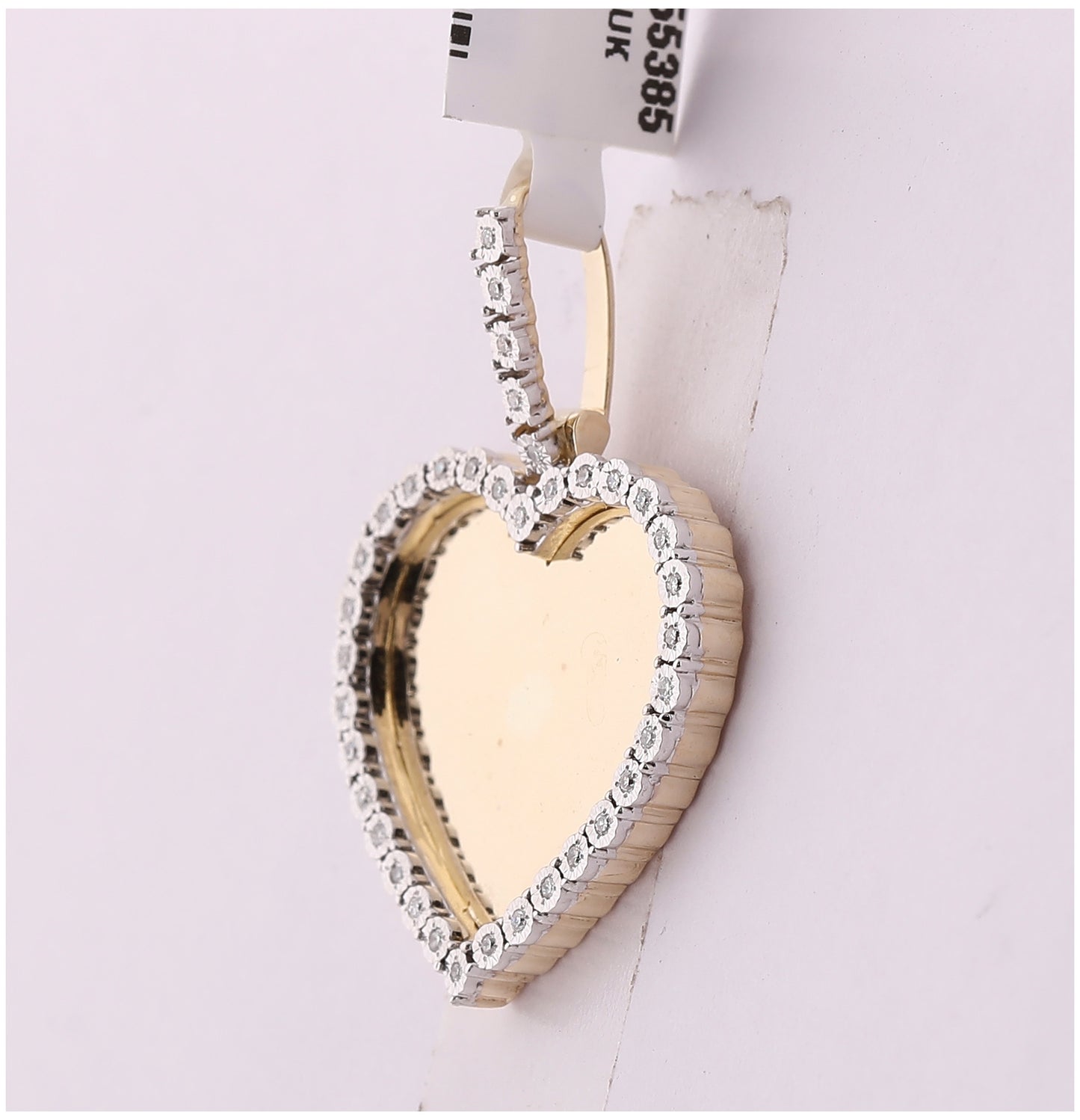 10K Yellow Gold Mens Round Diamond Memory Heart Charm Pendant 1/10 Cttw, Length: 1.2 In, Width: 0.94 In