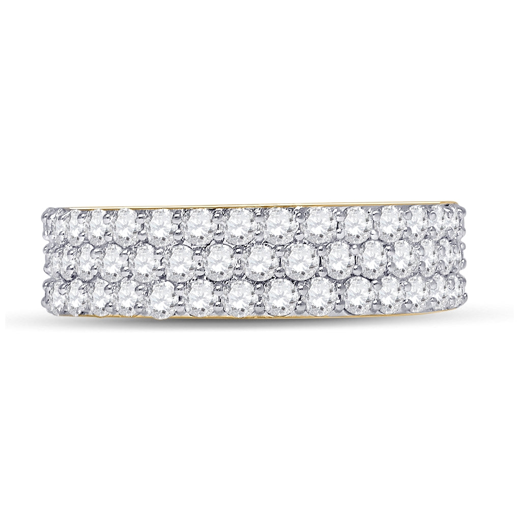 14K Yellow Gold Mens Round Diamond Pave Band Ring 2-7/8 Cttw, Mens Size: 7-13
