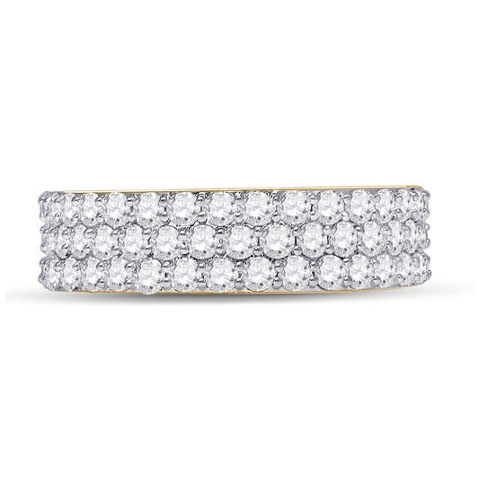 14K Yellow Gold Mens Round Diamond Pave Band Ring 2-7/8 Cttw, Mens Size: 7-13