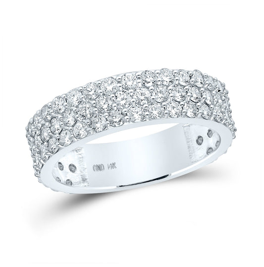 14K White Gold Mens Round Diamond Pave Band Ring 2-7/8 Cttw, Mens Size: 7-13