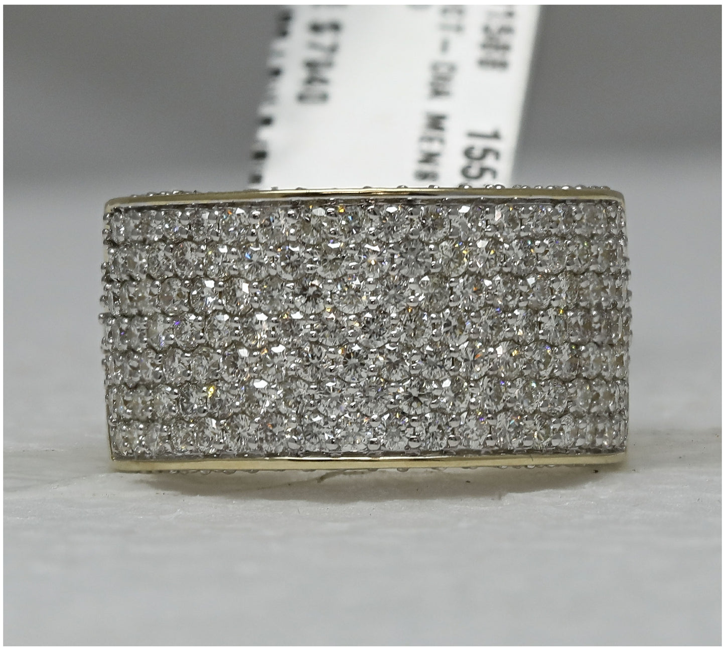 14K Yellow Gold Mens Round Diamond Pave Band Ring 3-1/5 Cttw, Mens Size: 7-13