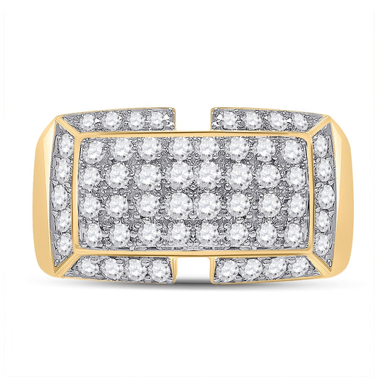 10K Yellow Gold Mens Round Diamond Fashion Ring 1 Cttw, Mens Size: 7-13