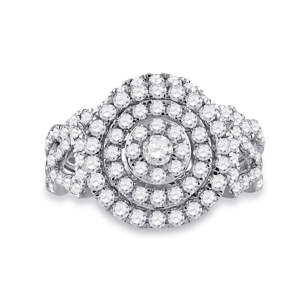 14K White Gold Round Diamond Bridal Wedding Ring Band Set 1-1/3 Cttw, Womens Size: 5-10