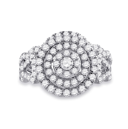 14K White Gold Round Diamond Bridal Wedding Ring Band Set 1-1/3 Cttw, Womens Size: 5-10