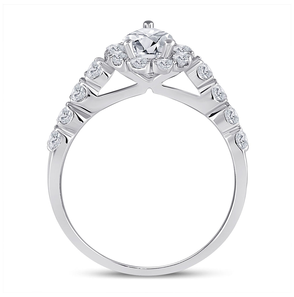 14K White Gold Oval Diamond Bridal Wedding Ring Band Set 2ctw, Womens Size: 5-10