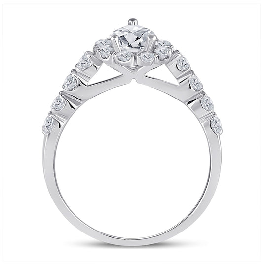 14K White Gold Oval Diamond Bridal Wedding Ring Band Set 2ctw, Womens Size: 5-10