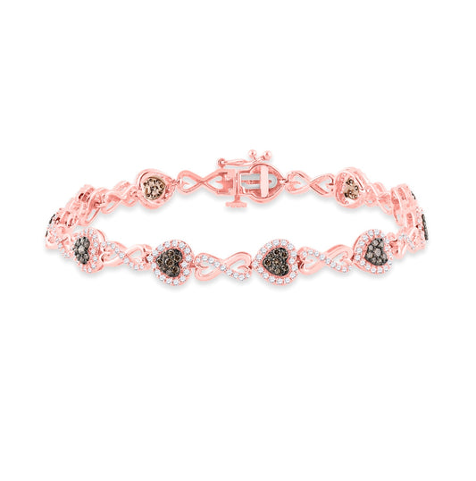 10kt Rose Gold 2 Ct Diamond Cn Natural Brown Fashion Bracelet(7 Inch)