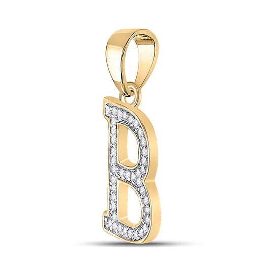 10K White Or Yellow Gold Womens Round Diamond Initial B Letter Pendant