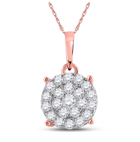 10kt Rose Gold 1 1/2ctw Diamond Cindy Round Pendant