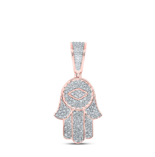 10kt Rose Gold 7/8ctw Diamond Cn Humza Mens Charm
