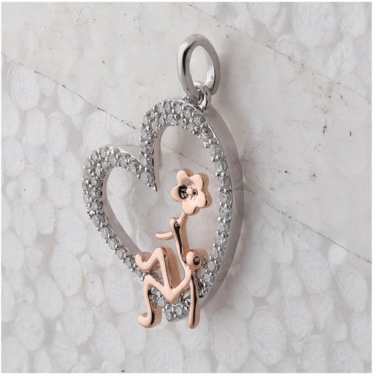 10K Two-tone Gold Womens Round Diamond Heart Pendant 1/5 Cttw