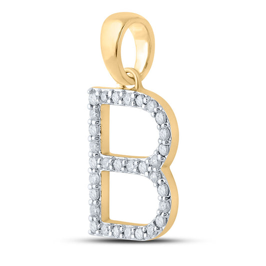 10K White Or Yellow Gold Womens Round Diamond B Initial Letter Pendant