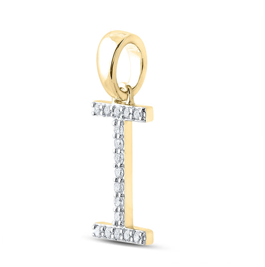 10kt Yellow Gold 1/8ct Diamond Cn Ladies Initial "i" Pendant