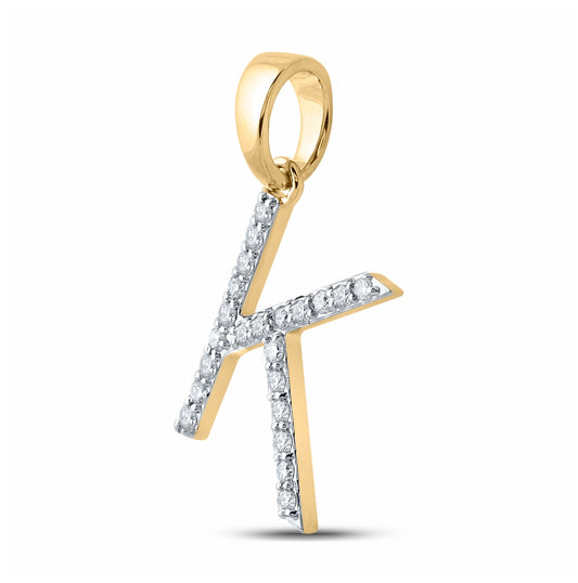 10K White Or Yellow Gold Womens Round Diamond K Initial Letter Pendant