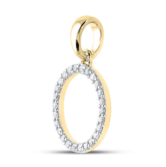 10K White Or Yellow Gold Womens Round Diamond O Initial Letter Pendant