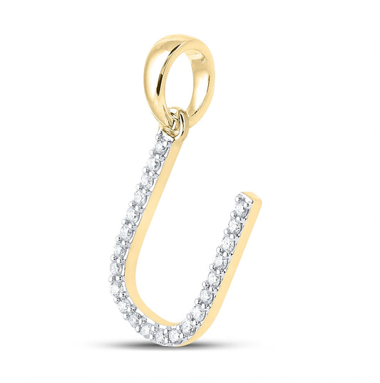 10K White Or Yellow Gold Womens Round Diamond U Initial Letter Pendant