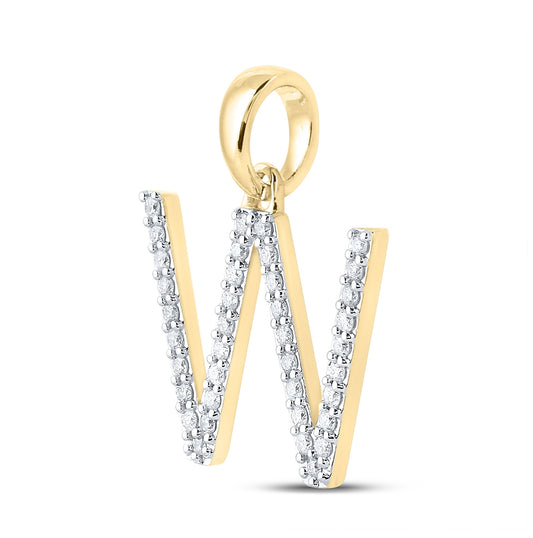 10K White Or Yellow Gold Womens Round Diamond W Initial Letter Pendant