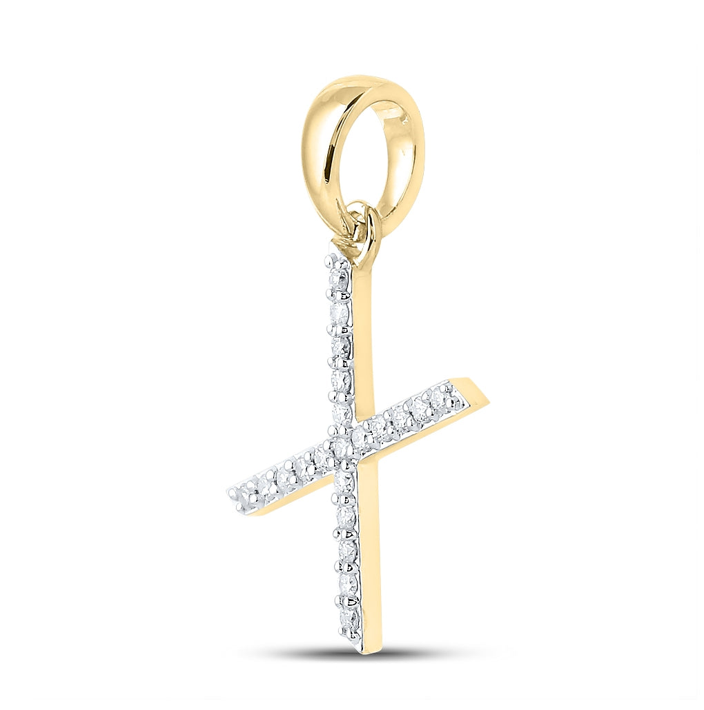 10K White Or Yellow Gold Womens Round Diamond X Letter Pendant