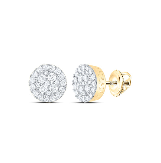 10K White Or Yellow Gold Round Diamond Cluster Earrings