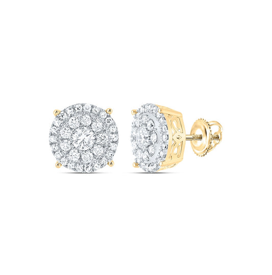 10K Yellow Gold Round Diamond Cluster Earrings 5/8 Cttw, Length: 0.31 In, Width: 0.32 In