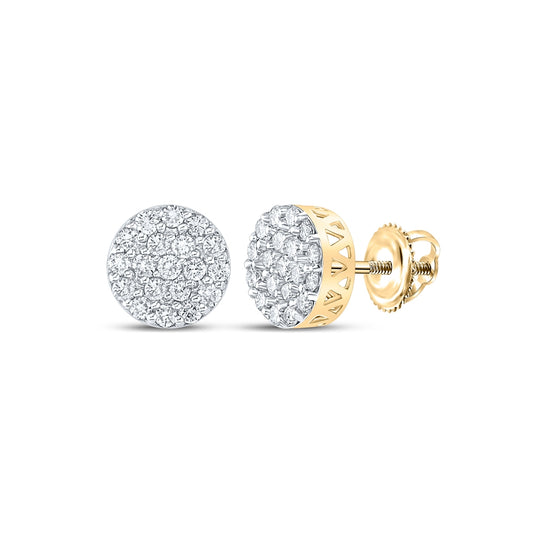 10K White Or Yellow Gold Round Diamond Cluster Earrings