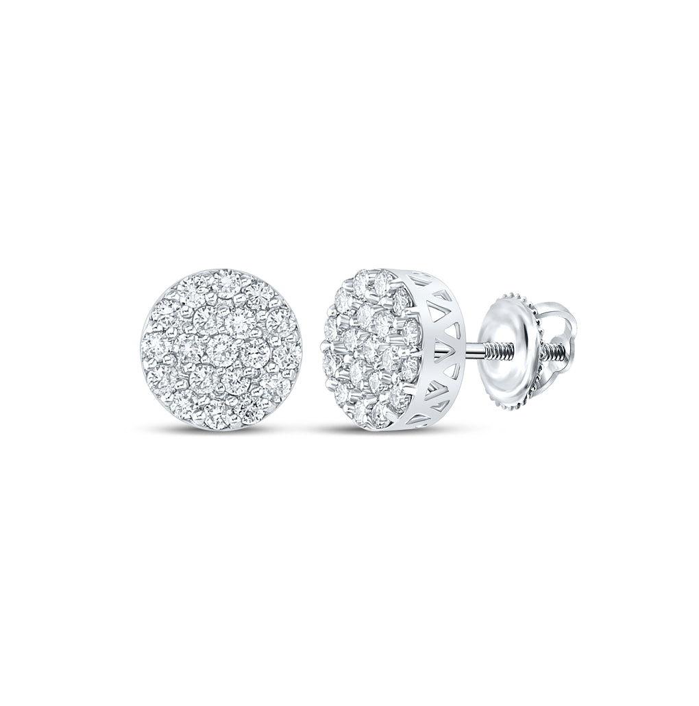 10K White Or Yellow Gold Round Diamond Cluster Earrings
